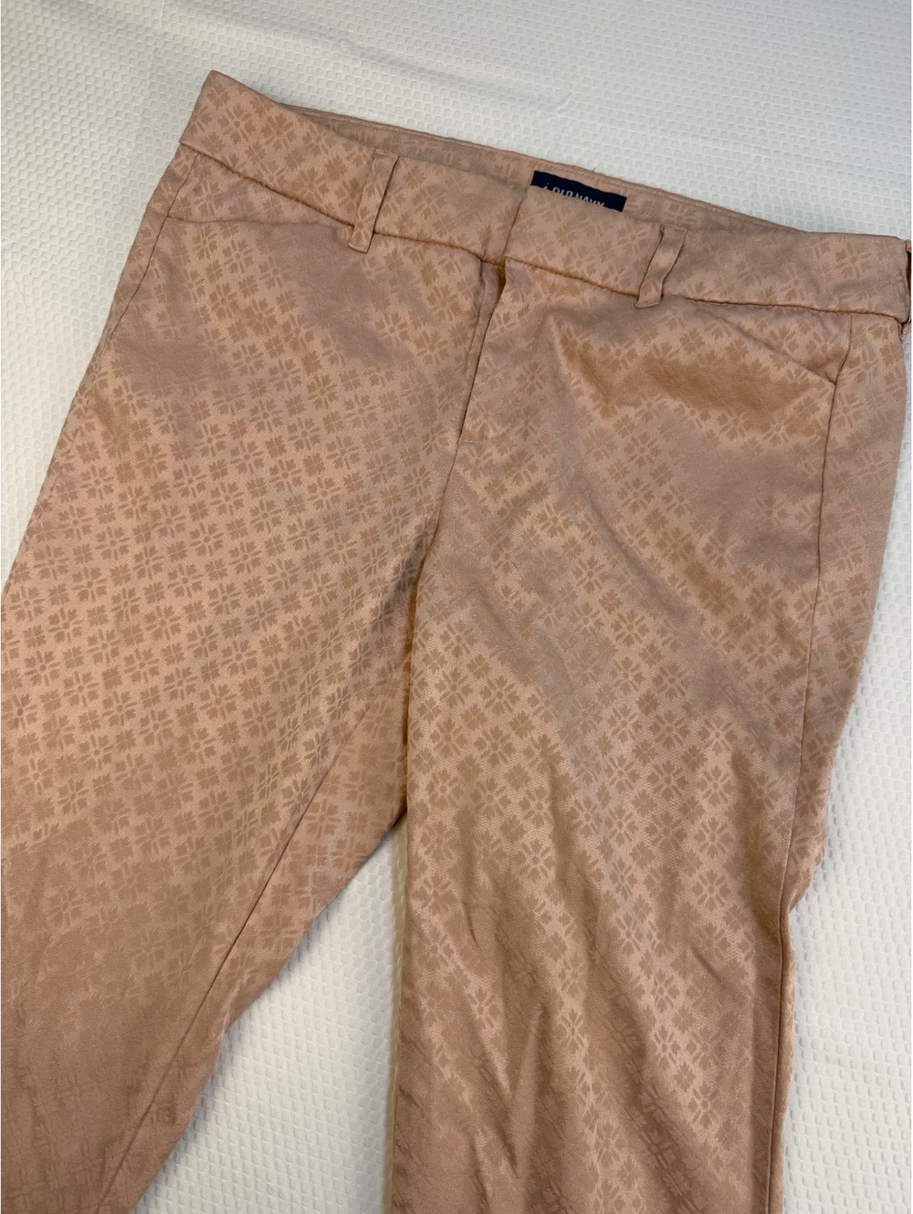Old Navy Pixie Pants Women 8 Pink Brocade Jacquard Mid Rise Ankle Stretch Preppy